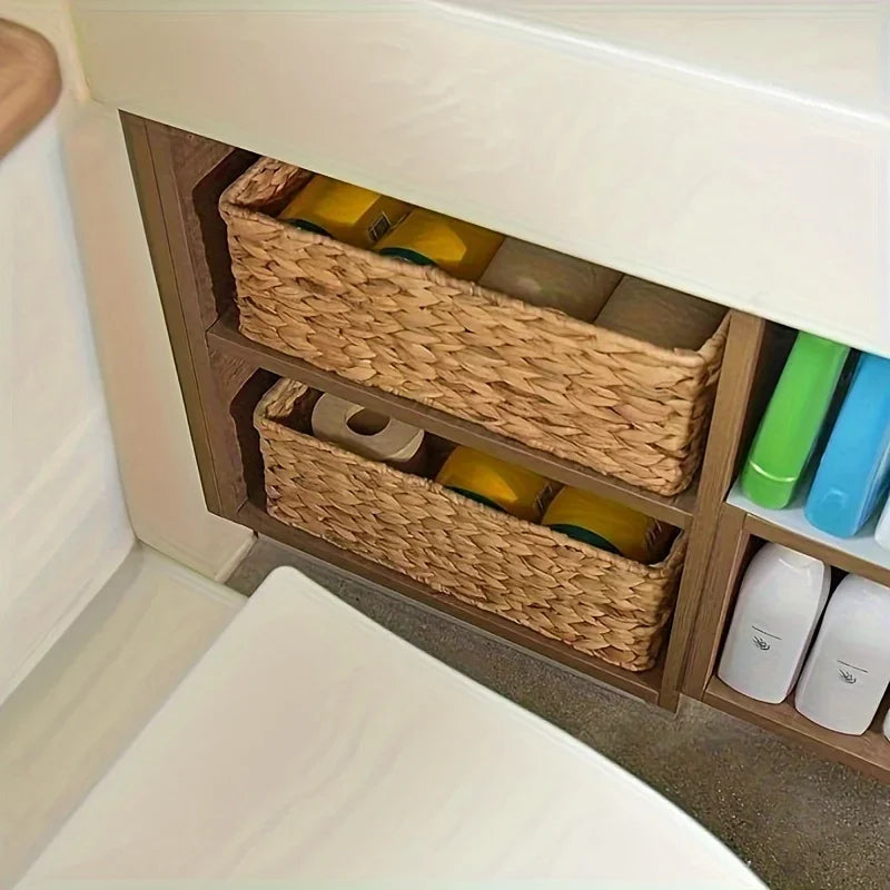 Large Storage Rattan Kitchen Fruit Bowls Mushroom Rattan Laundry Plant Wicker Baskets Flower Bin Desk Rectangle Travel 15In