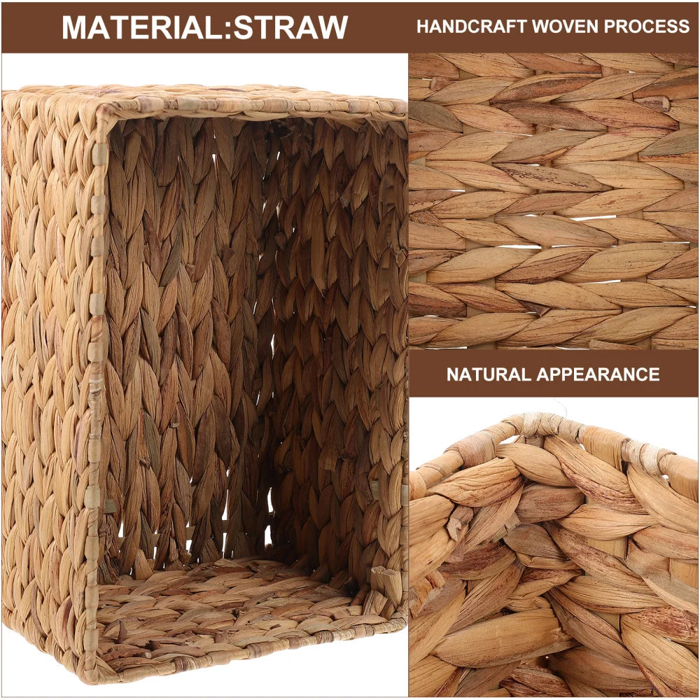 Large Storage Rattan Kitchen Fruit Bowls Mushroom Rattan Laundry Plant Wicker Baskets Flower Bin Desk Rectangle Travel 15In