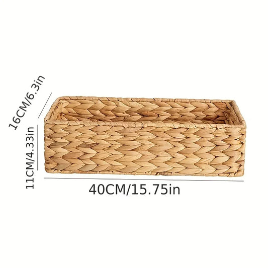 Large Storage Rattan Kitchen Fruit Bowls Mushroom Rattan Laundry Plant Wicker Baskets Flower Bin Desk Rectangle Travel 15In