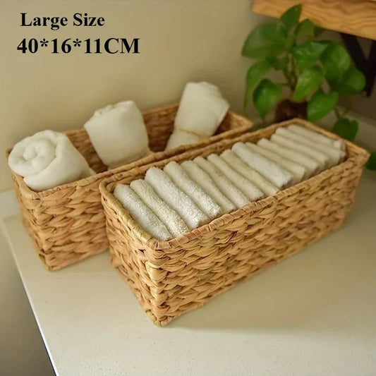 Large Storage Rattan Kitchen Fruit Bowls Mushroom Rattan Laundry Plant Wicker Baskets Flower Bin Desk Rectangle Travel 15In